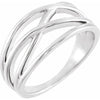 14K White Gold Modern Criss-Cross Ring – Elegant Design