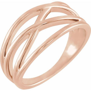 14K Gold Criss-Cross Ring