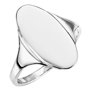 Signet Ring | Platinum | Oval | 16.4 Mm × 8.5 Mm | Polished