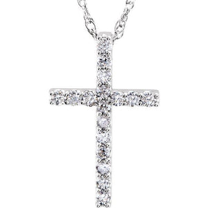 1/5 CTW Natural Diamond Radiant Petite Cross Necklace in 14K Gold & Platinum