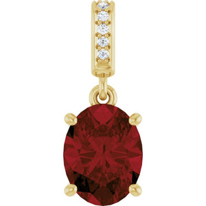 Natural Mozambique Garnet And .03 Ctw Natural Diamond Pendant