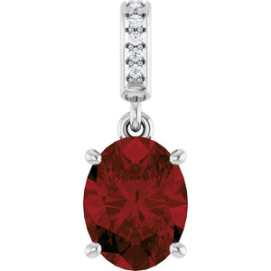 0.03 CTW Natural Mozambique Garnet and Diamond Pendant in 14K Gold