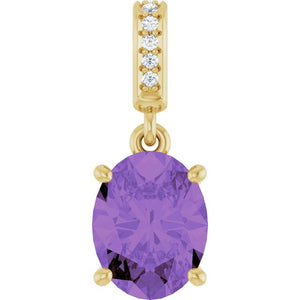 0.03 CTW Natural Mozambique Garnet and Diamond Pendant in 14K Gold