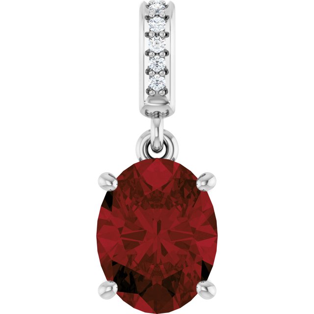 Natural Mozambique Garnet And .03 Ctw Natural Diamond Pendant