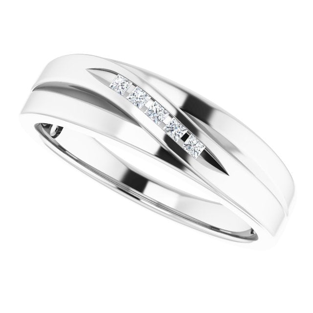 Platinum 1/10 CTW Natural Diamond Polished Band