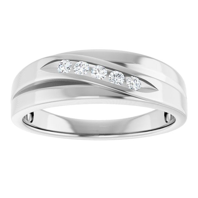 Platinum 1/10 CTW Natural Diamond Polished Band