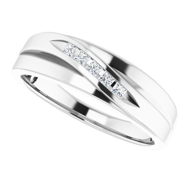 Platinum 1/10 CTW Natural Diamond Polished Band