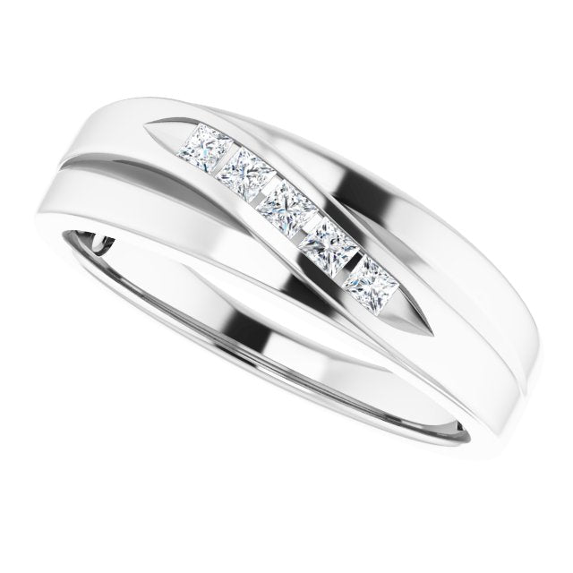 Platinum 1/10 CTW Natural Diamond Polished Band