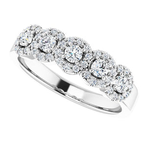 14K White Gold Diamond Anniversary Band – 3/4 CTW Natural Diamonds