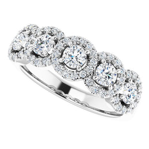 14K White Gold Diamond Anniversary Band – 3/4 CTW Natural Diamonds