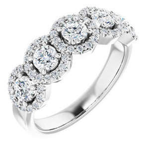 14K White Gold Diamond Anniversary Band – 3/4 CTW Natural Diamonds