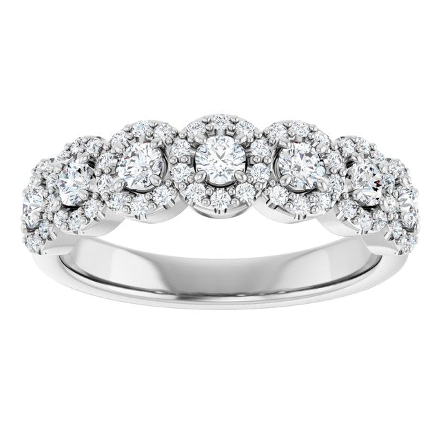 14K White 5/8 CTW Natural Diamond Anniversary Band