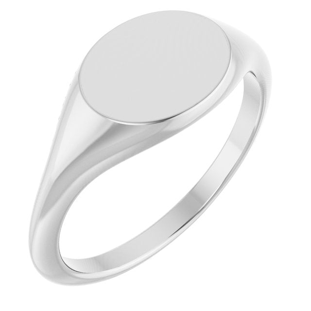 Oval Polished Signet Ring Crafted in 14K Gold, Platinum & Silver
