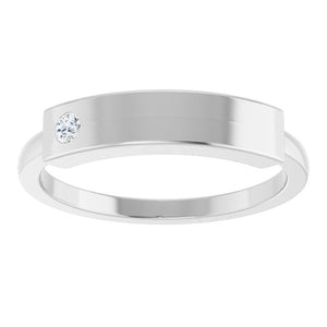 14K Gold, Platinum, Sterling Silver Natural Diamond Stackable Family Ring - Options Available