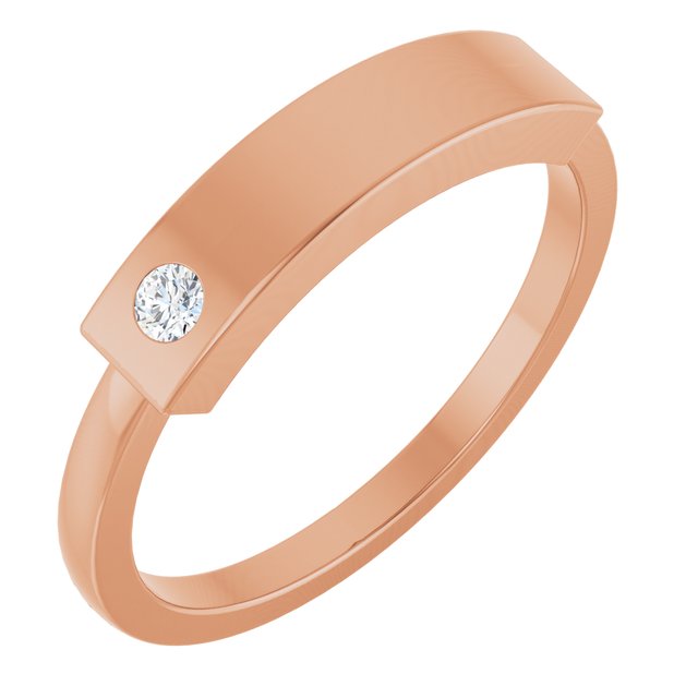 14K Gold, Platinum, Sterling Silver Natural Diamond Stackable Family Ring - Options Available