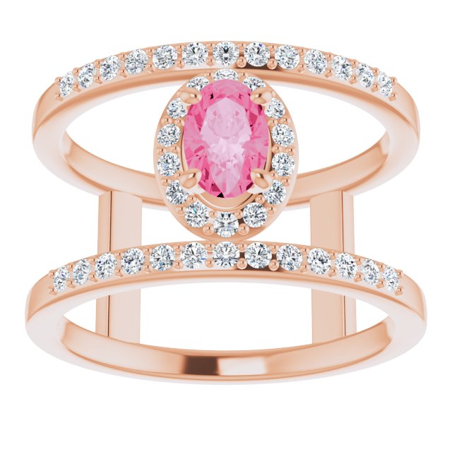 14K Rose Natural Pink Morganite & 1/3 CTW Natural Diamond Ring