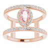 Elegant 14K Rose Gold Pink Morganite and Diamond Accent Ring