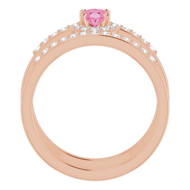 Elegant 14K Rose Gold Pink Morganite and Diamond Accent Ring