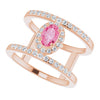 Elegant 14K Rose Gold Pink Morganite and Diamond Accent Ring