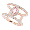 14K Rose Natural Pink Morganite & 1/3 CTW Natural Diamond Ring