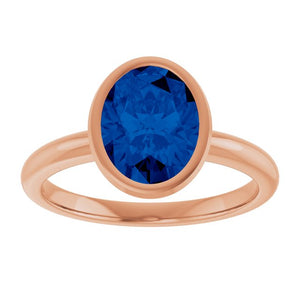 Lab-Grown Blue Sapphire Solitaire Ring