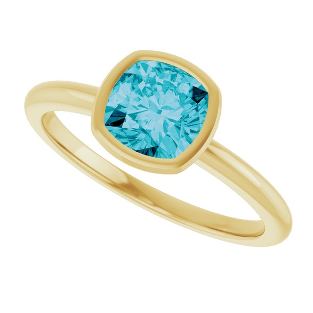 14K White Natural London Blue Topaz Ring