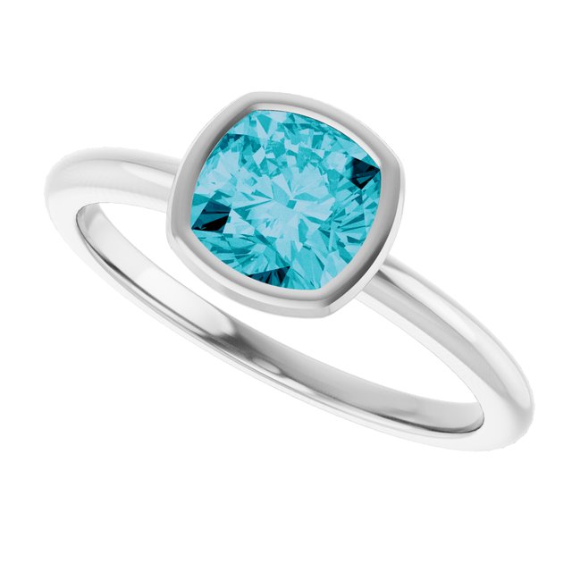 14K White Natural London Blue Topaz Ring