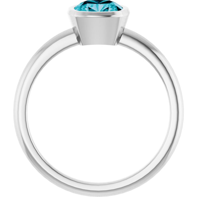 14K White Gold Cushion-Cut Natural London Blue Topaz Ring