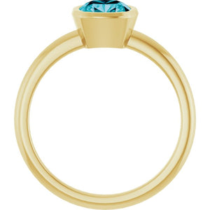 14K White Gold Cushion-Cut Natural London Blue Topaz Ring