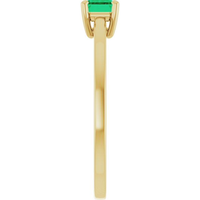 14K Yellow Lab-Grown Emerald Ring