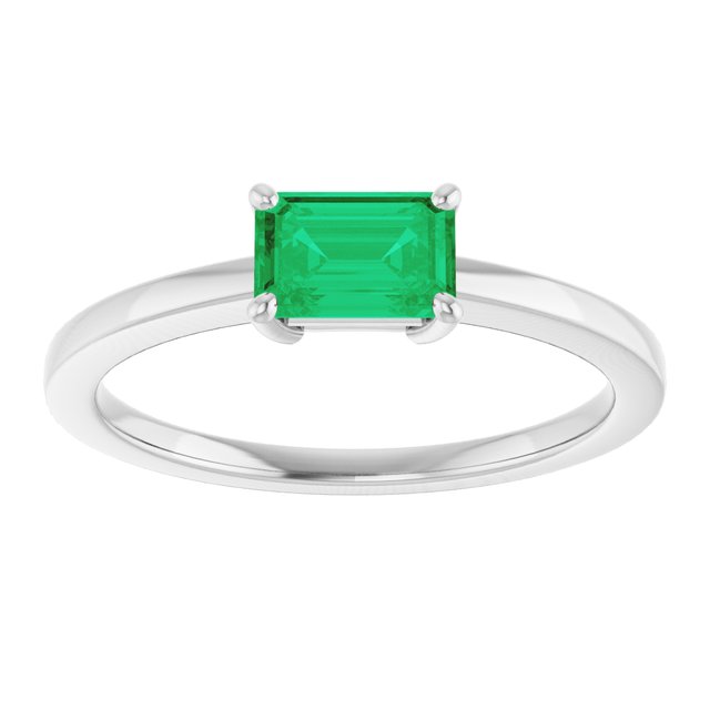 14K Yellow Gold Lab-Grown Emerald 6x4 mm Ring - Eco-Friendly Elegance