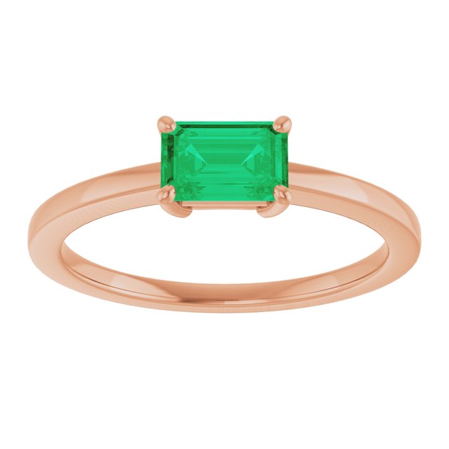 14K Yellow Lab-Grown Emerald Ring