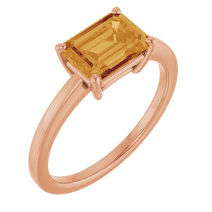 Natural Citrine Solitaire Ring