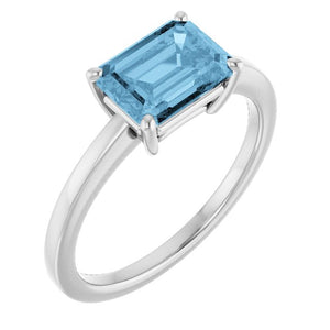 Natural Citrine & Sky Blue Topaz Solitaire Ring in 14K Gold, Silver & Platinum