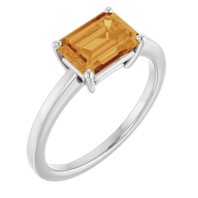 Natural Citrine Solitaire Ring