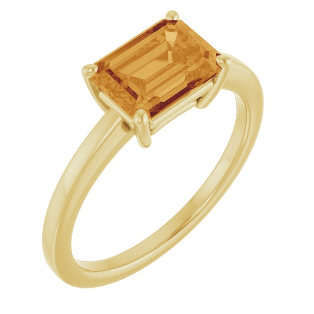 14K Gold, Platinum, Sterling Silver Natural Citrine Solitaire Ring - Options Available