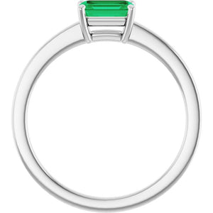 14K Yellow Gold Lab-Grown Emerald Ring - Eco-Friendly Elegance