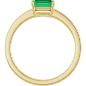 14K Yellow Gold Lab-Grown Emerald Ring - Eco-Friendly Elegance