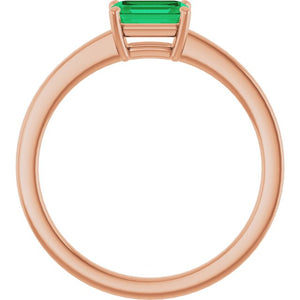 14K Yellow Gold Lab-Grown Emerald Ring - Eco-Friendly Elegance