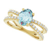 14K Yellow Gold, 8x6 mm Oval Natural Sky Blue Topaz Ring with 1/3 CTW Diamonds