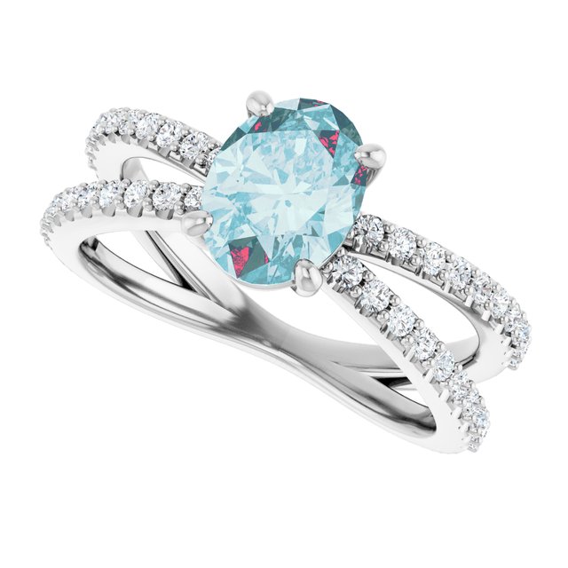 14K Yellow Natural Sky Blue Topaz & 1/3 CTW Natural Diamond Ring