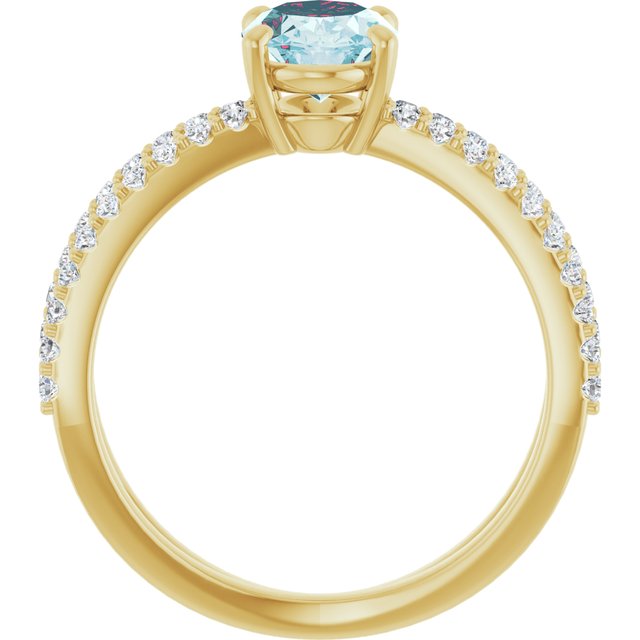 14K Yellow Gold, 8x6 mm Oval Natural Sky Blue Topaz Ring with 1/3 CTW Diamonds