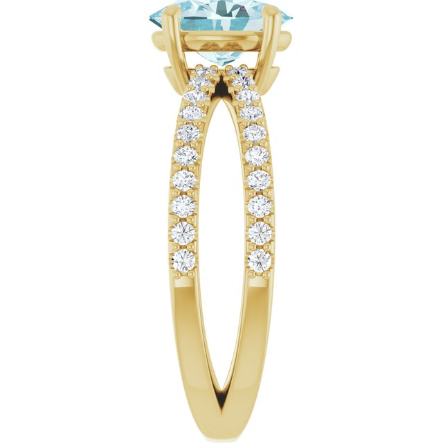 14K Yellow Gold, 8x6 mm Oval Natural Sky Blue Topaz Ring with 1/3 CTW Diamonds