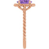 14K White Natural Amethyst Rope Ring