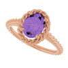 14K White Natural Amethyst Rope Ring