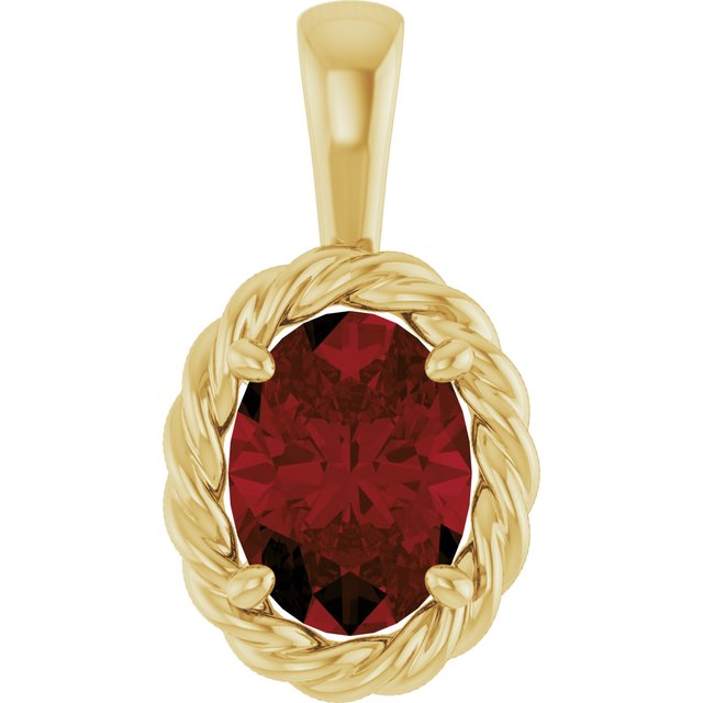 14K Gold Natural Amethyst Rope Pendant