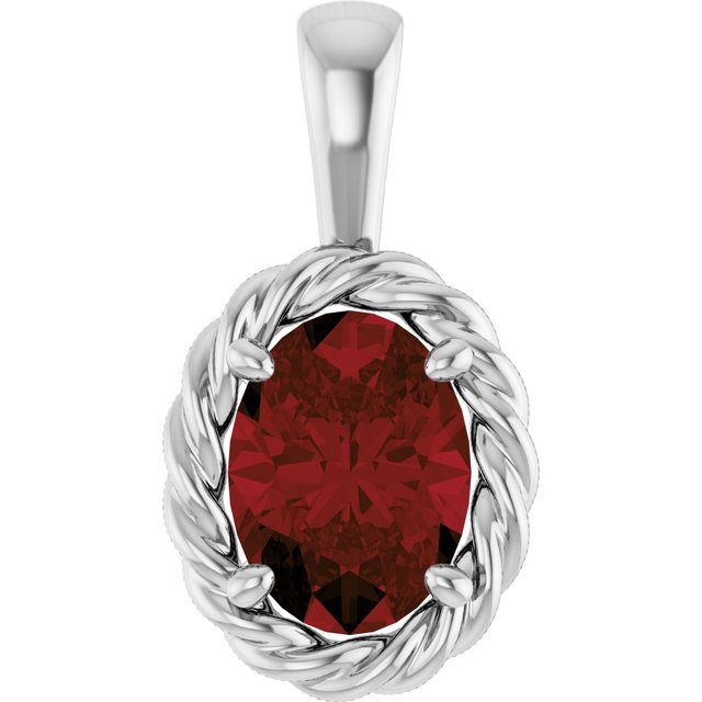 Natural Mozambique Garnet Rope Pendant Crafted in 14K Gold, Sterling Silver & Platinum