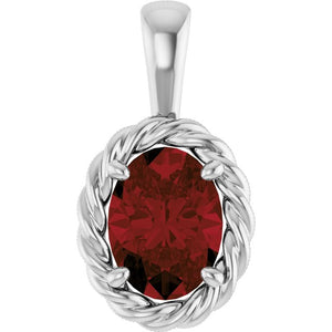Natural Mozambique Garnet Rope Pendant Crafted in 14K Gold, Sterling Silver & Platinum