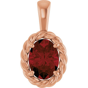 Natural Mozambique Garnet Rope Pendant Crafted in 14K Gold, Sterling Silver & Platinum