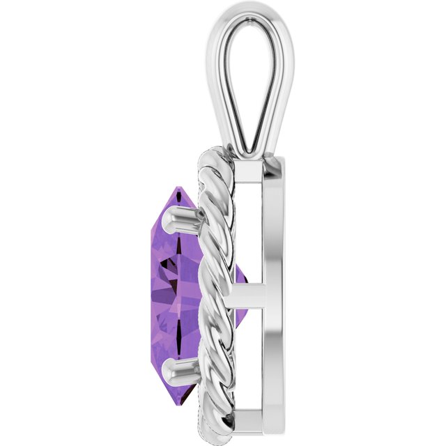 14K Gold Natural Amethyst Rope Pendant